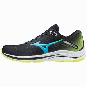 Scarpe Running Mizuno Wave Rider 24 Donna Nere / Blu Verde Acqua / Gialle | IMULWB594